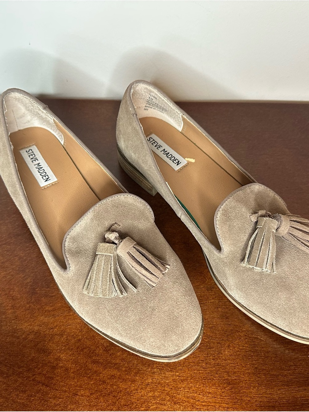 Steve Madden Taupe Suede Tassel Loafers for Women, 10